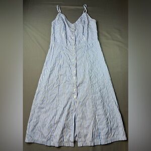 Brandy Melville Blue and White Striped Dress with buttons size Medium